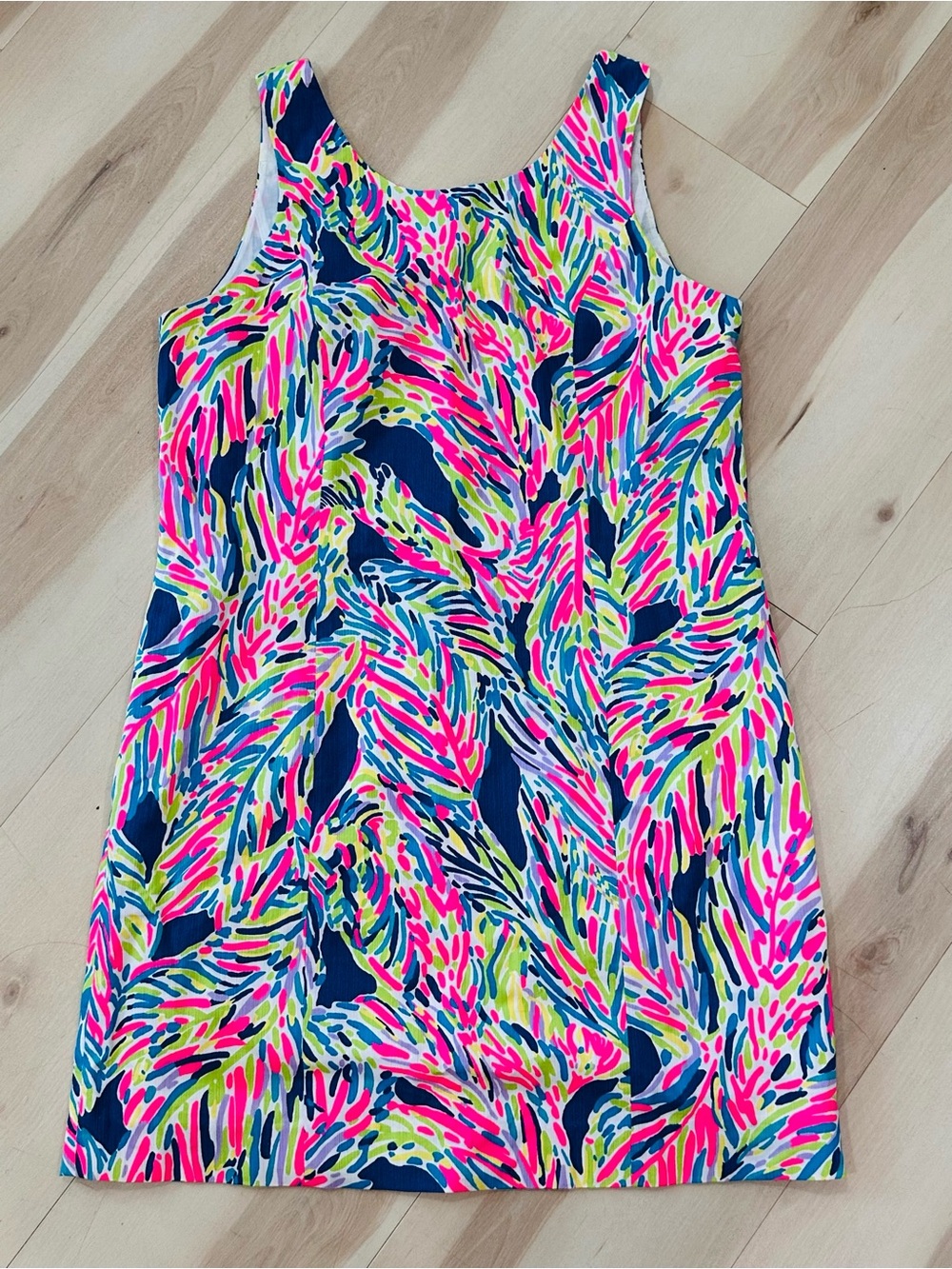 Lilly Pulitzer Cathy Shift Dress Sz 14 Indigo Palm Reader print out Resort wear - Picture 4 of 12